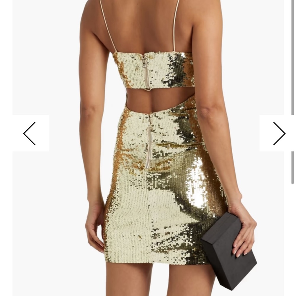 Alice and Olivia cutout sequined stretch tulle mini dress